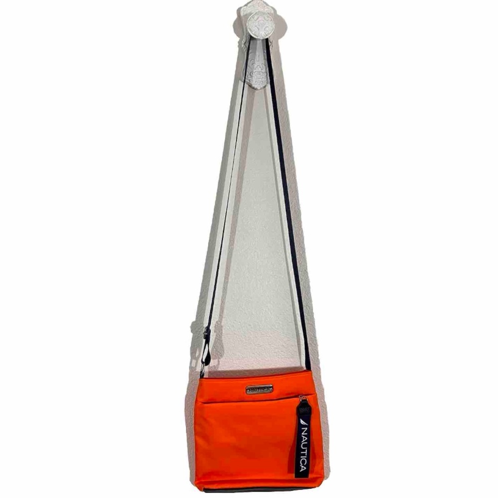 Nautica Bright Crossbody Bag Neon Orange and Navy Blue Adjustable Strap